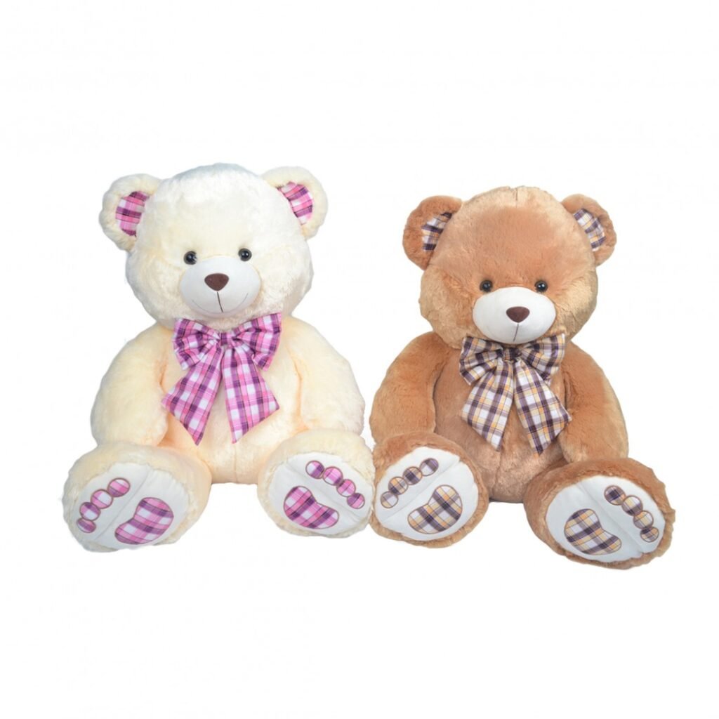 OSO CON MOÑO A CUADROS COLOR Y HUELLAS – Mayorista de peluches