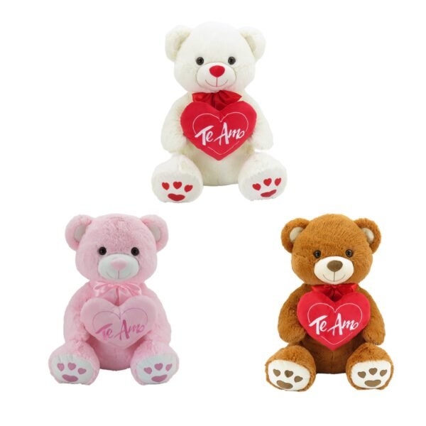 OSO SENTADO CON MOÑO Y CORAZON – Mayorista de peluches